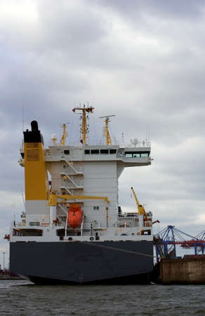 The photograph of the ships stern of a container ship.の写真素材