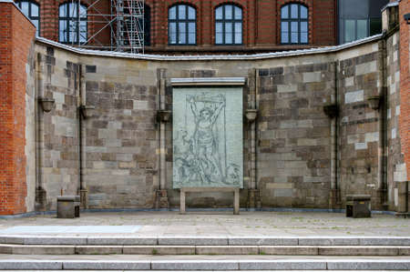 Hamburg, Germany - September 22, 2014: The artwork Ecco Homo by the artist Oskar Kokoschka at the Memorial of St. Nikolai church on September 22, 2014 in Hamburg.のeditorial素材