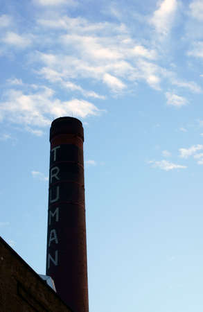 London, UK - November 29, 2014: The distinctive chimney from the famous Truman-Brewery on November 29, 2014 in London.のeditorial素材