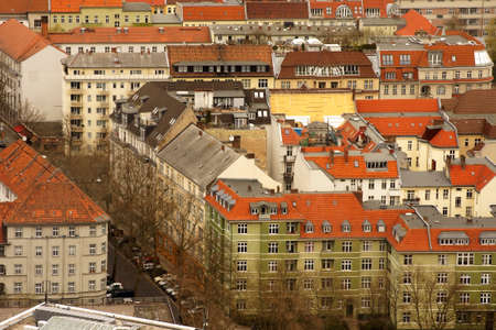 Apartment buildings and multistorey apartment buildings in a district of Berlin.