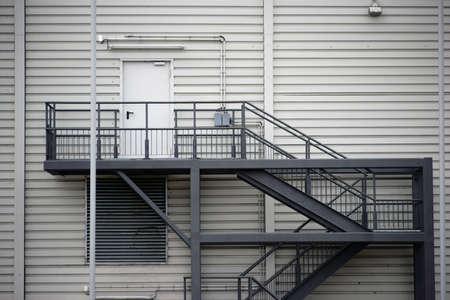 An external staircase made of steel used at a public shopping  building also as fire escape.の写真素材