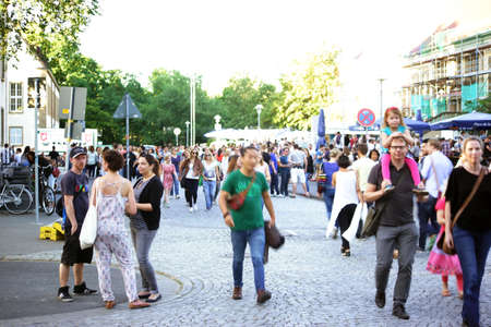 Mainz, Germany - July 9, 2015: A crowd with families, young people and students visited the Asta...