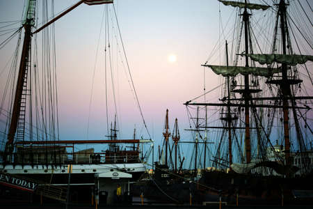 San Diego, United States - December 25, 2015: Old sailing ships of the Maritime Museum of San Diego...