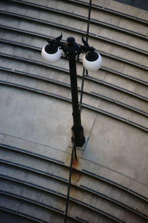The top view of a lantern, which is centered on a staircase.の写真素材