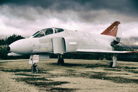 Mojave, United States - December 22, 2015: A decommissioned fighter stands on a boneyard of the...