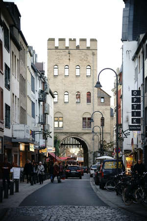Cologne, Germany - November 24, 2016: The Severin Castle gate the landmark of the Severin quarter and a historic building of the medieval town wall on November 24, 2016 in Cologne.のeditorial素材