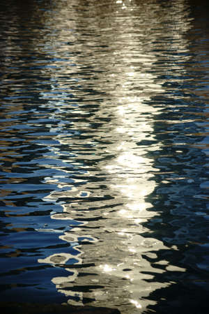 Abstract reflections on the water surface of a river.                          