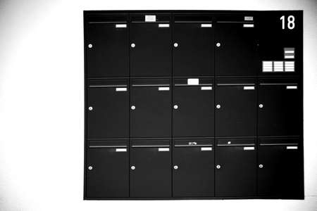 Lockers or stacked and stacked letterboxes of a multi-family house.          の写真素材