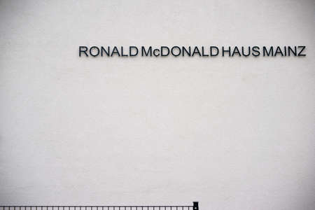 Mainz, Germany - April 20, 2017: The facade and the logo of the Ronald McDonald house a children's facility for disabled children on April 20, 2017 in Mainz.のeditorial素材