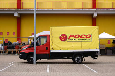 Mainz, Germany - July 16, 2017: A small truck is standing in a parking lot.