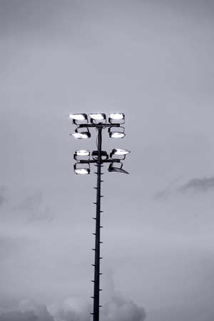 Luminous stadium floodlights or headlights to illuminate a football stadium.       