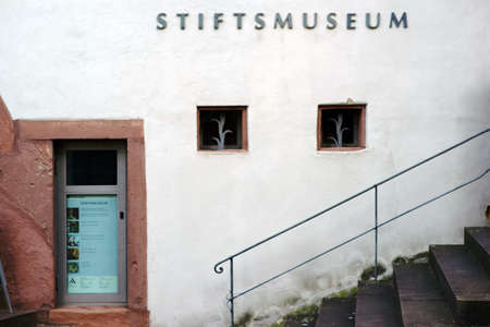 Aschaffenburg, Germany - November 17, 2018: The entrance of the Abbey Museum to the collegiate church on November 17, 2018 in Aschaffenburg.のeditorial素材