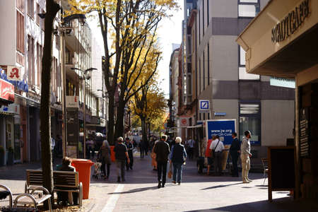Worms, Germany - October 13, 2018: The Rathenau Street, a shopping street at the city center on October 13, 2018 in Worms.のeditorial素材