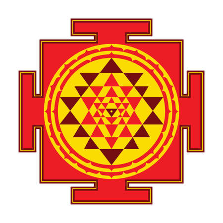 Red and yellow shri yantraのイラスト素材