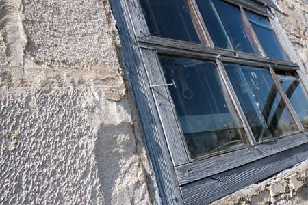 Old window close-up with panesの写真素材