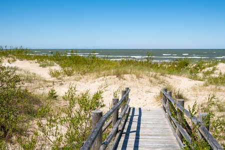 Beautiful view of sea and dunesの写真素材