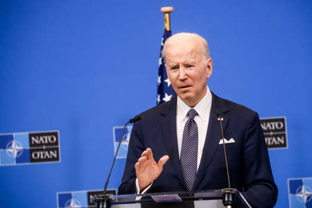 BRUSSELS, BELGIUM. 24th March 2022. Joe Biden, President of USA, during press conference, after NATO...