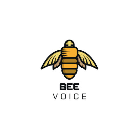 bee voice logo template. bee voice logo. bee and microphone logo combination.のイラスト素材