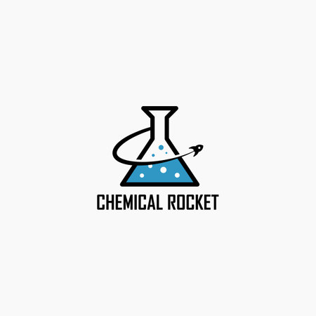 chemical rocket logo template design. Vector illustration. Abstract chemical and rocket web Icons and vector logo.のイラスト素材