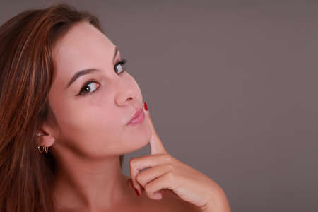 Sexy female with sensual look and copy spaceの写真素材