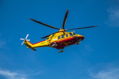 Rescue helicopter in flightのeditorial素材