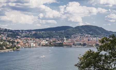Como  city panorama view from the lakeの写真素材
