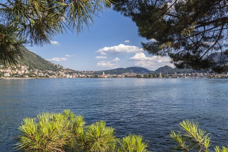 Como  city panorama from the lakeの写真素材