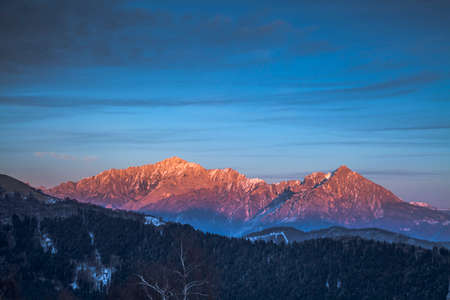 Spectacular sunset on Mount Grignaの写真素材
