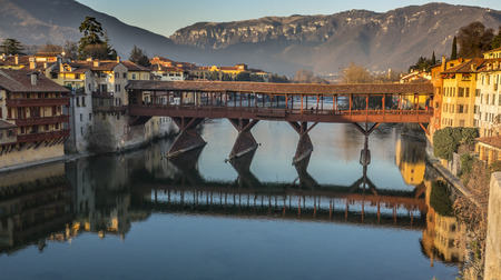 Ponte Vecchio of Bassano del Grappaの写真素材