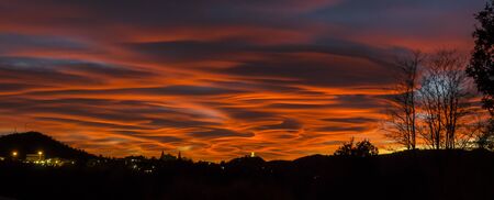 Spectacular and dramatic sunset in the sky of northern Italy on 2017/10/29