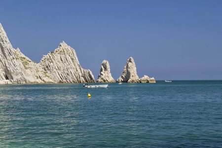 Numana - Due Sorelle bay - White coast with blue sky and sea. for summer vacation conceptの写真素材