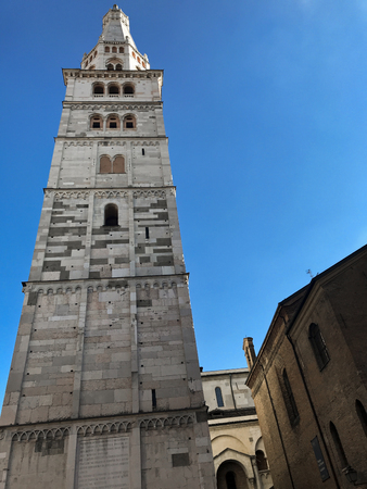 Romanesque Ghirlandina bell tower, Unesco heritage, Modena, Italy.のeditorial素材