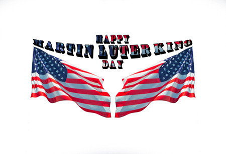 Happy Martin Luther King jr. day with two american flags used as background. USA liberty festival conceptの写真素材