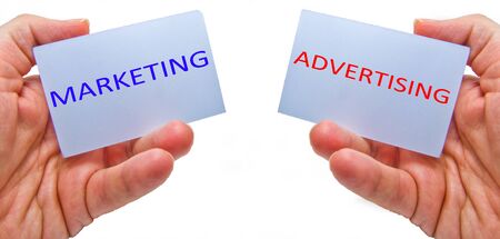 marketing versus advertising - mktg vs adv - for marketing and business conceptsの写真素材