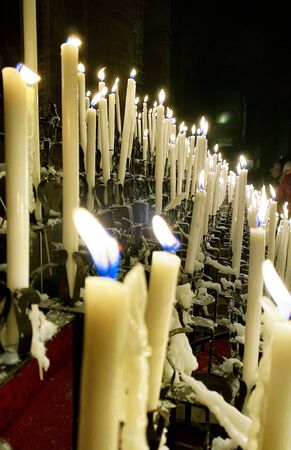 lights and candles in the catholich church of Modena - The Duomo Cathedralの写真素材