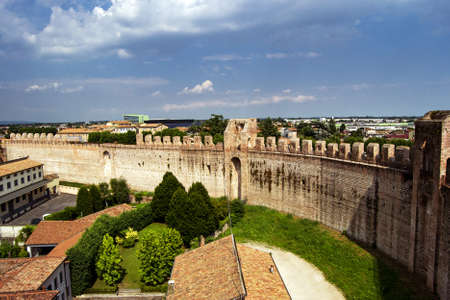 The fortified walls of the historical town of Cittadella, Italy. Border protection conceptのeditorial素材