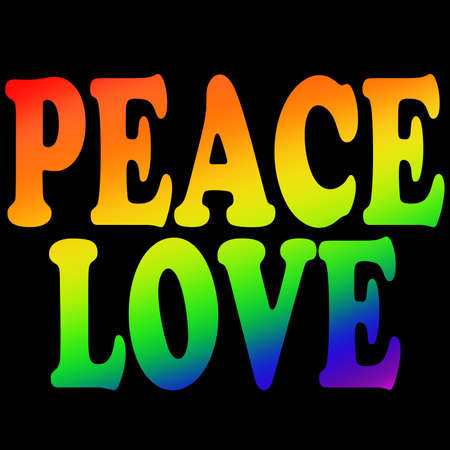 peace & Love phrase with rainbow colors. Concept for  pride and toleranceの写真素材