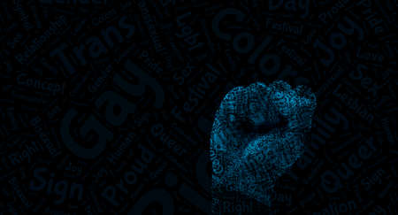 fist designed with words. concept for lgbq protest agains discriminationの写真素材