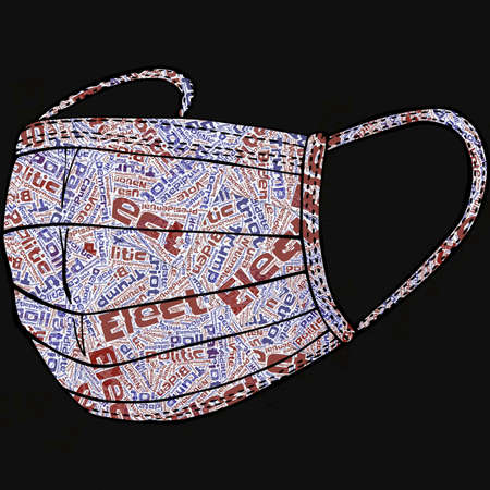 illustration of face masck with electoral words. USA presidential election during covid-19 pandemicの写真素材