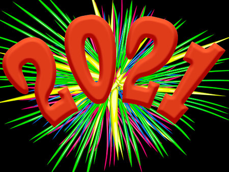 illustration for 2021 happy new year concept with fireworksの写真素材