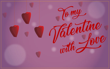 valentine card: to my valentine with love, with heartsの写真素材