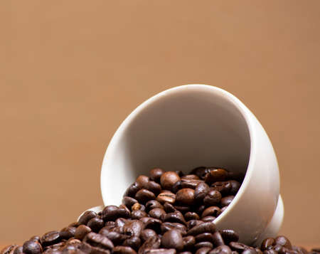cofee beans in a white ceramic cup. concept for food and beverage, relaxing time, wellnessの写真素材