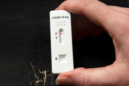 Negative diagnostic test result at SARS-CoV-2 (Covid-19) coronavirus pandemic.Concept for omicron variant, corona virusの写真素材