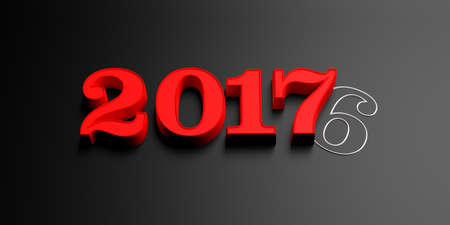 2017 3d rendering on black backgroundの写真素材