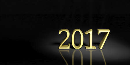 2017 3d rendering number on black backgroundの写真素材