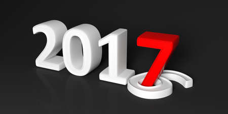 2017 3d rendering number on black backgroundの写真素材