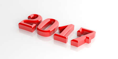 Red 2017 3d rendering number on white backgroundの写真素材