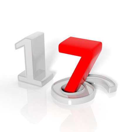 2017 3d rendering number on white backgroundの写真素材