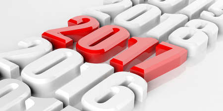 Red 2017 3d rendering number on white backgroundの写真素材