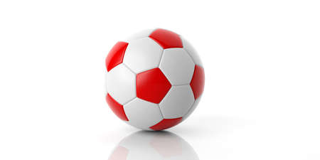 3d rendering red white soccer football ballの写真素材